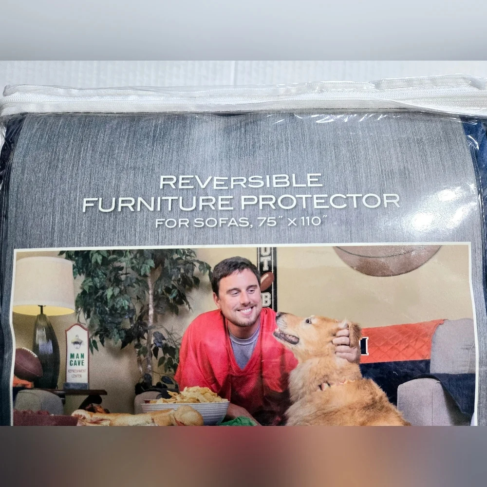NCAA SOFA COVER FURNITURE PROTECTOR COLLECTION Auburn MAN‎ CAVE REVERSIBLE